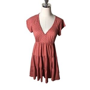 Urban Outfitters Mini Dress Women's Size Small Pink White Flowers Short Sleeve